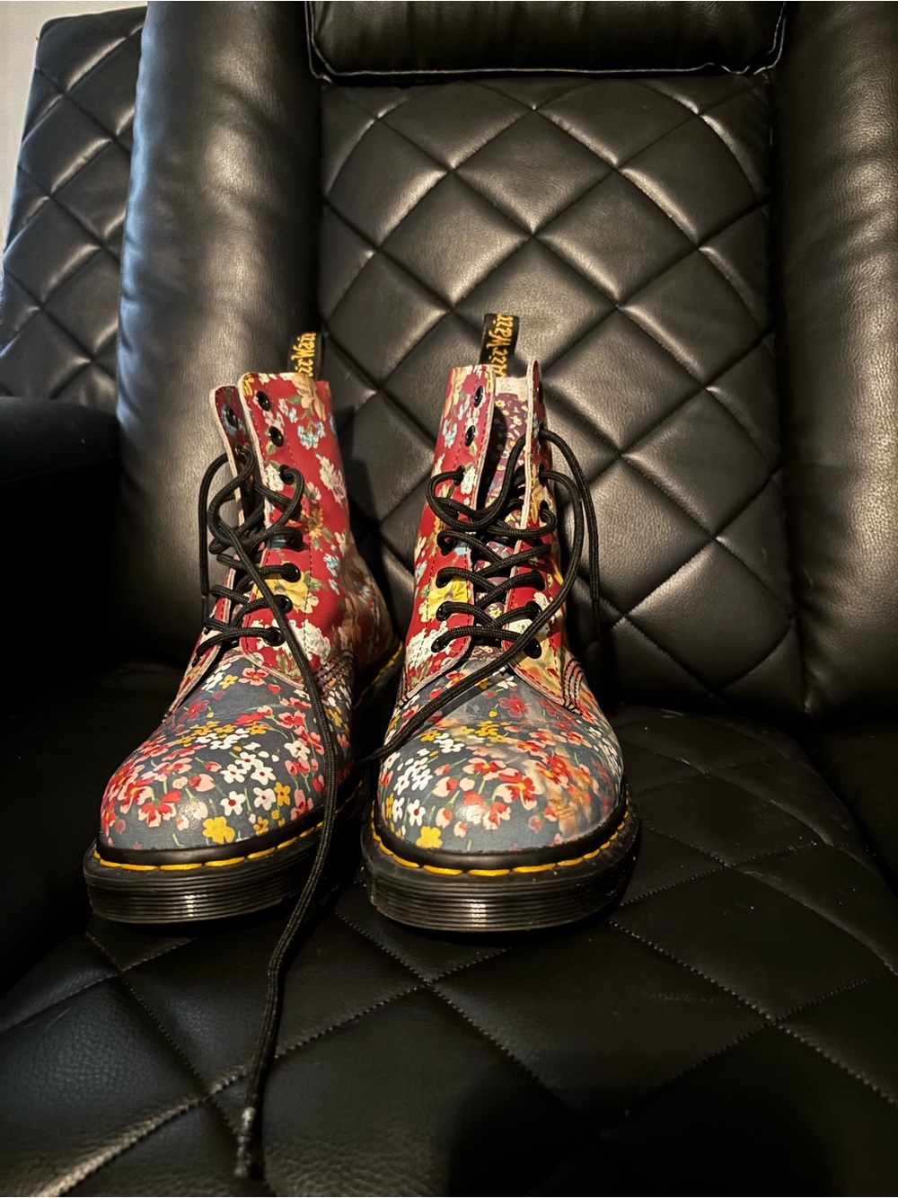 Dr. Martens Women's Floral Lace-Up Boots - Red & Blue Multi